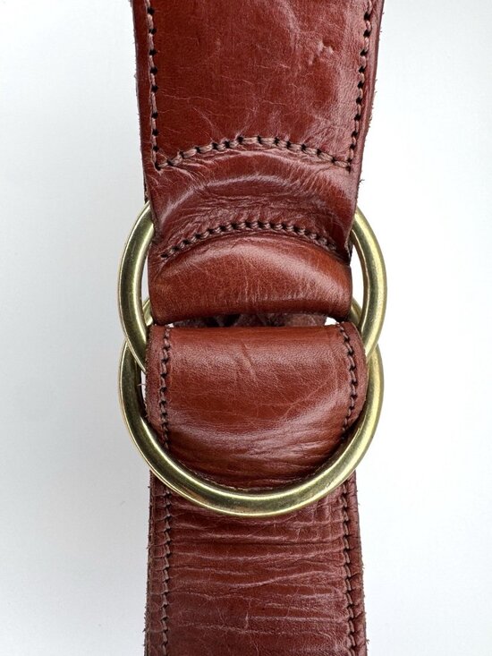 Polo Ralph Lauren Brown leather belt double O-ring Brass buckle main image 7